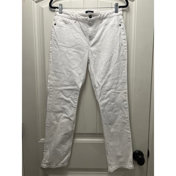 Theory Women’s Dracie Mid Rise Stretch Cropped Straight Denim Jeans Sz 29 White - Picture 1 of 6